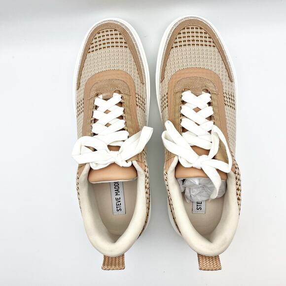 Steve Madden Womens Charlie-W Sneakers US 7.5 M Tan Light Brown Lace-Up NIB - Picture 10 of 12